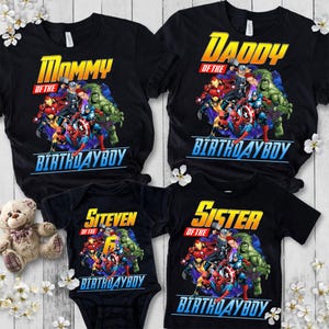 Personalized Avengers Birthday Boy Png, Superhero Birthday Png, Superhero Family Png, Happy Birthday Png, Family Vacation Shirt, Custom Name