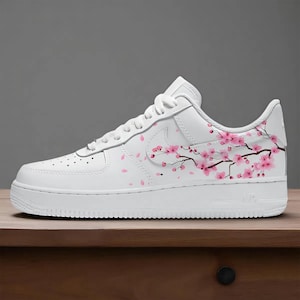 Custom Cherry Blossom AF1, Pink Hand Painted Blossom Art Sneakers, Floral Shoes Gift, Gift for Sneaker Lovers, Free Shipping