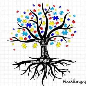 Autism Tree Svg, Autism Awareness, Autism Svg, Autism Support Svg, Support Family Autism Svg, 2nd April Svg, Puzzle Pieces Svg
