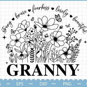 Granny Svg, Grandma Sunflower svg, Floral Grandma svg, Mothers Day Svg, Grandma Wild Flowers svg, Mother's Day Gifts, Gift For Grandma svg,