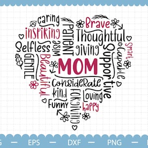 Mom Heart svg, Mother&#39;s day gift svg, Gift for mom svg, Women t shirt svg, Mother&#39;s day svg, Heart design cut file svg,