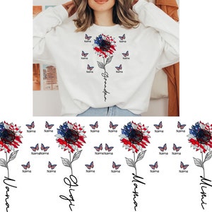 Bundle Personalized Grandma Sunflower Png, 4th Of July Png, America Flag Png, Patriotic Sunflower Png, Independence Day, Gift for Mom