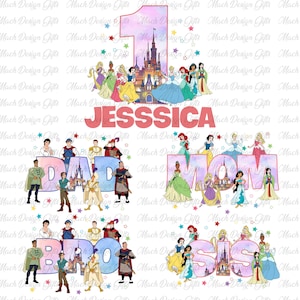Personalized Princess Birthday Png, Family Princess Png, Birthday Princess Png, Happy Birthday Png, Birthday Girl Png, Custom Birthday Tee