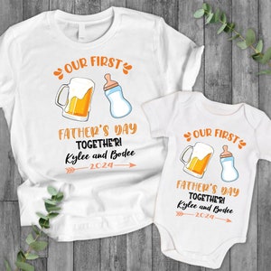 Personalized Our First Father&#39;s Day Png, Father&#39;s Day Png, Dad & Baby Outfits Png, New Dad Png, Fathers Day Matching Shirt Png, New Dad Gift