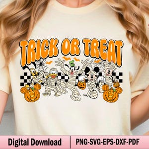 Trick Or Treat Svg, Halloween Svg, Mouse and Friends, Halloween Costume Svg, Halloween Pumpkin Svg, Spooky Vibes Svg, Trick Or Treat Svg