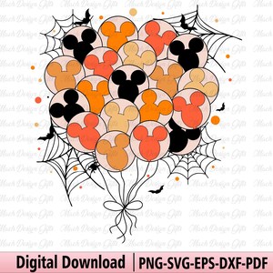 Halloween Balloons Svg, Mouse and Friends, Trick Or Treat Svg, Spooky Season Svg, Happy Halloween Svg, Kids Halloween Svg, Bats and Webs