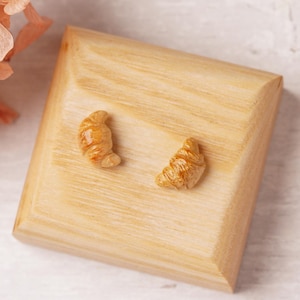 Mini Croissant Stud Earrings – Handmade with Polymer Clay