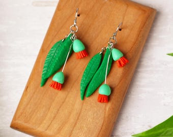 Gumnut leaf polymer clay earrings