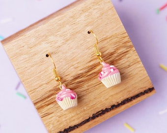 Handmade mini cupcake clay earrings
