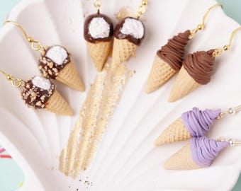 Polymer Clay Ice Cream Dangle Earrings – Fun & Lightweight