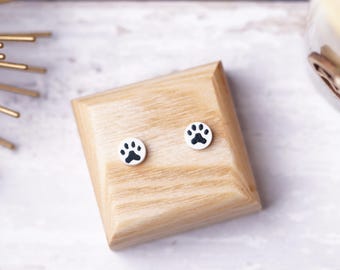 Paw Print Stud Earrings – Polymer Clay Jewellery