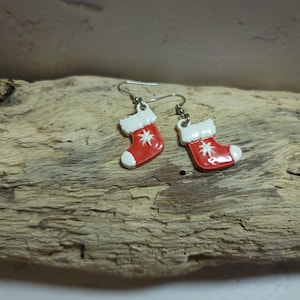 Christmas Earrings, Party Jewelry, Christmas Gift, Christmas Stocking Stuffers, Christmas Accessories, Red and White Earrings