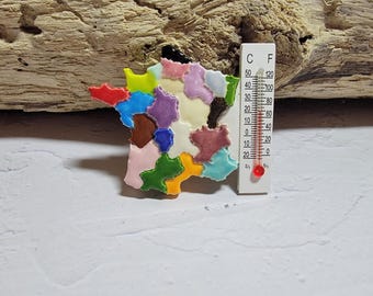 Imán con mapa de Francia, imán decorativo de cerámica, regalo de geografía para Francia, imán para decoración de cocina, imán de Francia hecho a mano