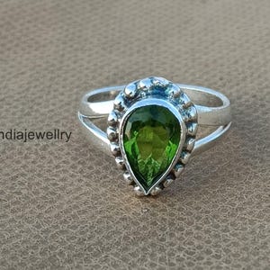 Green Peridot Gemstone Ring, Women Ring, 925 Sterling Silver Ring, Handmade Ring, Anniversary Ring, Birthday Gift Ring, Friendship Ring