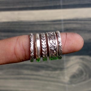 Plata de ley 925, juego de 5 anillos apilables, anillos de plata pura, anillos delicados, anillos hechos a mano, regalo de aniversario, joyería para mujer, regalo de amor