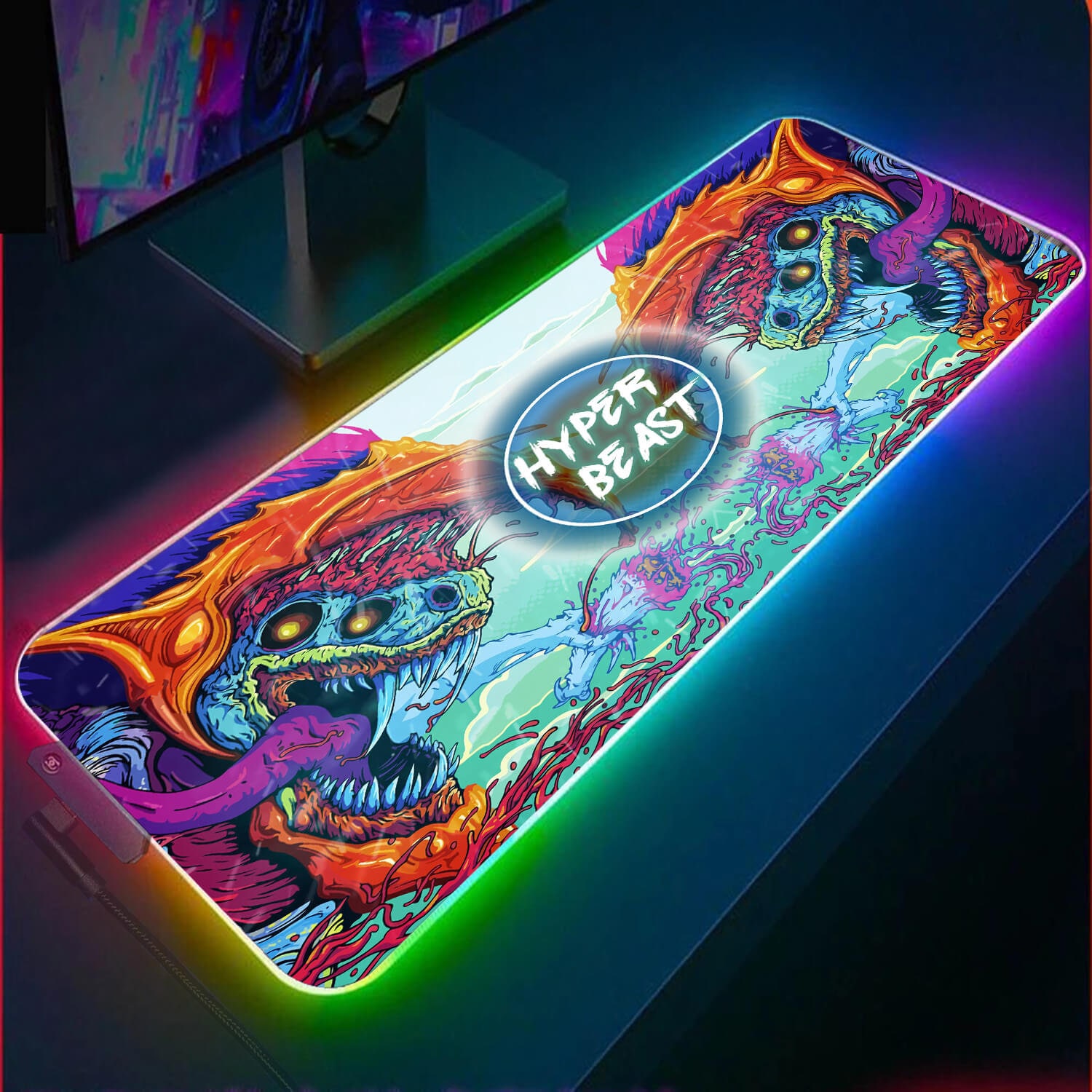 Hyper Beast Gaming Mouse Pad ,Led Light Gaming Desk Pad,Neon Gaming