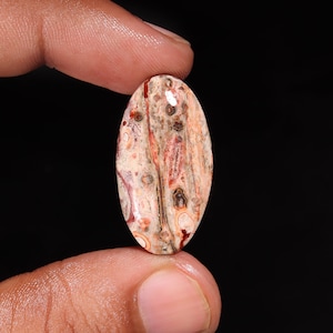 Elegante Erstklassige Qualität 100% Natürliche Leopard Haut Jaspis Oval Form Cabochon Lose Edelstein für die Herstellung von Schmuck 18.10 Ct 31X17X5 MM ZN-783