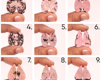 Natural Rhodonite Mix Shape Smooth Cabochon Matching Pairs, Semi-Precious Gemstones For Jewelry Making