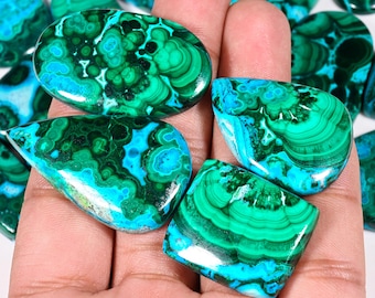 Chrysocolla Malachite Gemstone Cabochon Lot, Jewelry Making