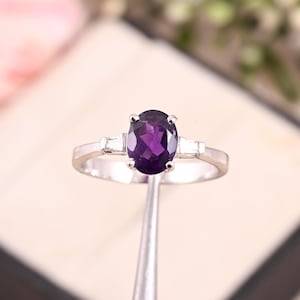 Natural Amethyst Ring, Handmade Ring, 925 Sterling Silver Ring, Oval Designer Ring, Gift for her, Anniversary Ring, February Birthstone