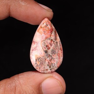 Verlockende Bestnote Qualität 100% natürliche Leopard Haut Jaspis Birne Form Cabochon Lose Edelstein für die Herstellung von Schmuck 19,45 Ct 32X19X5 MM ZN-815