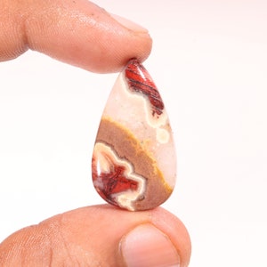 Beautiful Top Quality Natural Snakeskin Jasper Pear Shape Cabochon Loose Gemstone For Making Jewelry 22.55 Ct 32X18X5 MM ZN-425