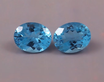 NATURAL BLUE TOPAZ Oval Cut Pair of 2Pcs Loose Gemstones / topaz Ring / Topaz pendant / Topaz jewelry