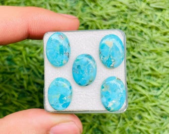 Lotto di cabochon ovali di turchese del Mojave 10 x 14 mm, pietre preziose sfuse / Cabochon di turchese per la creazione di gioielli