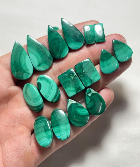 Malachite Pair, Natural Malachite Matching Pairs, Malachite Gemstone Pair, Malachite Cabochon Pair, For Earring Jewelry Making Stone