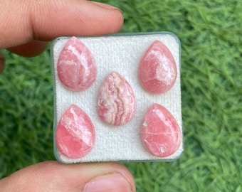 Rodocrosite naturale, grado AAA, rodocrosite a forma di pera, calibrata, cabochon a fondo piatto, gemma disponibile nelle dimensioni 10 x 14 mm