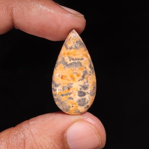 Excellent Top Grade Quality 100%Natural Leopard Skin Jasper Pear Shape Cabochon Loose Gemstone For Making Jewelry 19.00 Ct 31X16X6 MM ZN-823