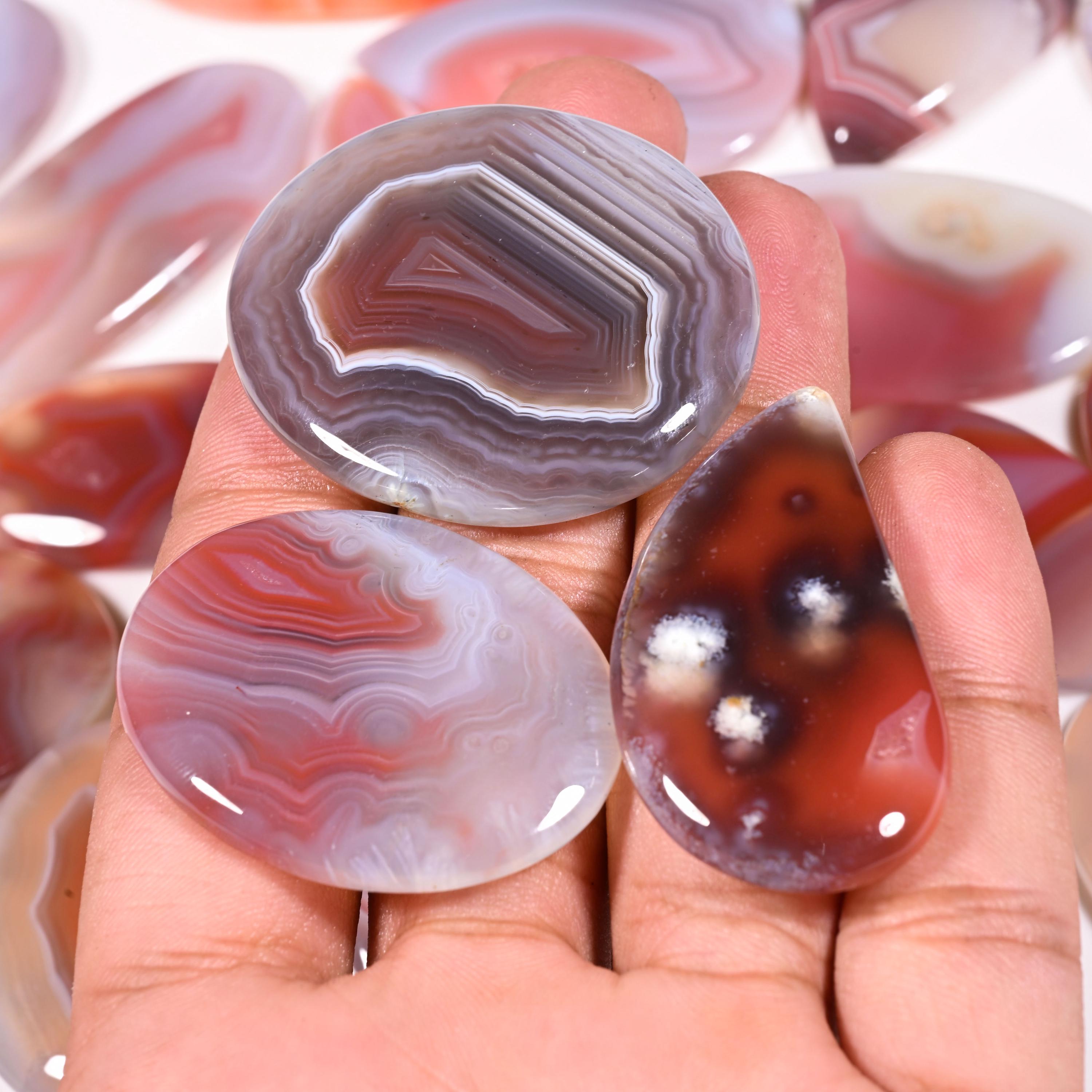 Pendentif Fait Main En Agate Du Botswana, Onyx, Jaspe Et Argent 925 - Longueur 2 Pouces - Neuf