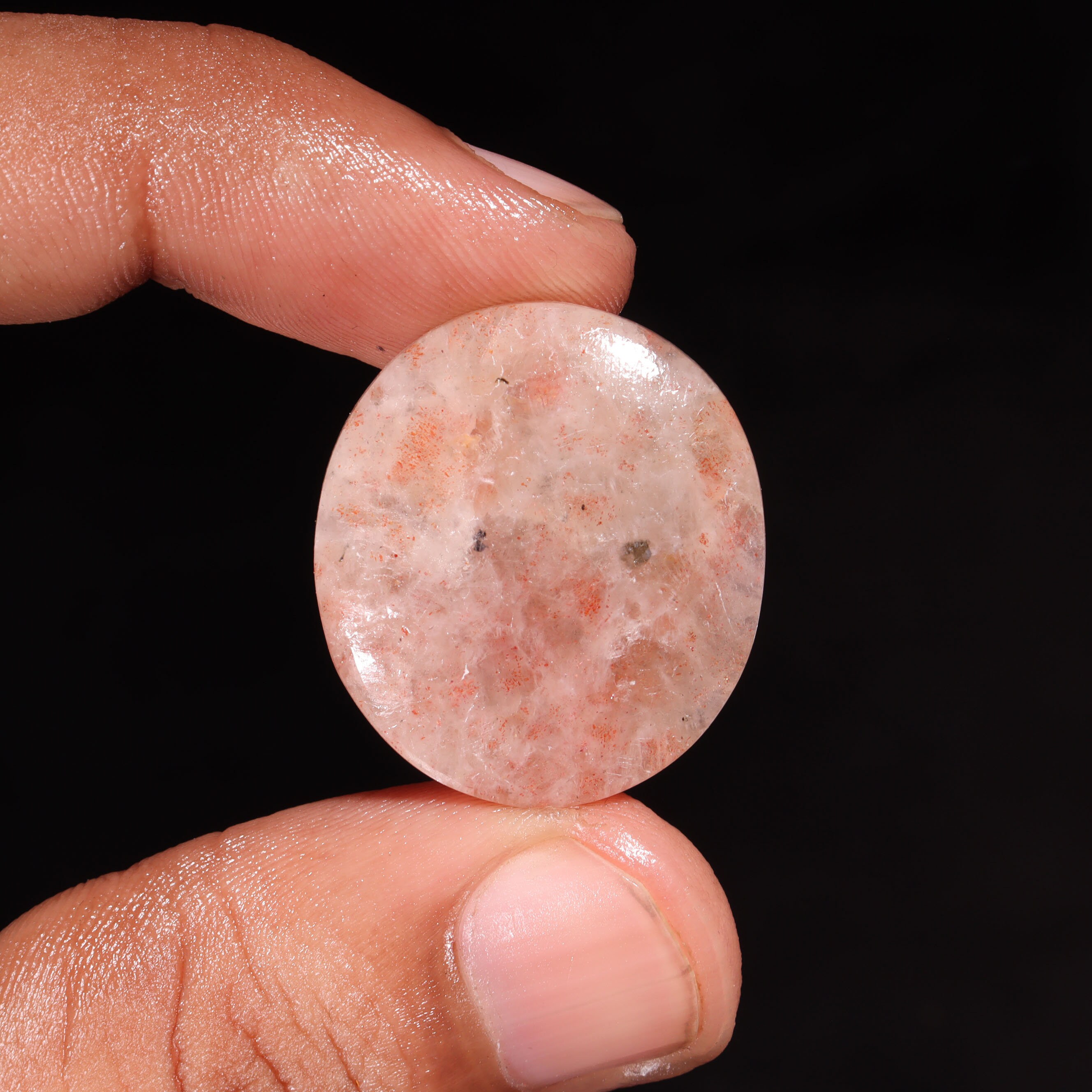 Classic Top Grade Quality 100% Natural Sunstone Oval Shape Cabochon Loose  Gemstone For Making Jewelry 30.65 Ct 27X24X6 MM ZN-903