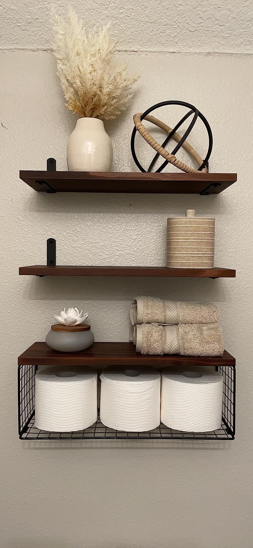 Set of 3 Rustic Wood Bathroom Shelves Over Toilet Storage - Etsy