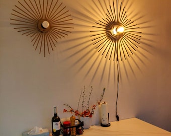 Peacock wooden wall sconce, gift idea in natural or black wood