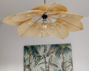 Suspension Vega, Luminaire élégant en feuilles de bambou, création artisanale, idée cadeau