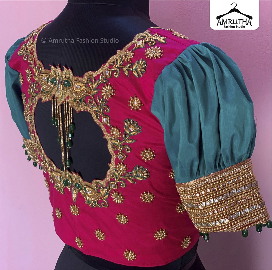 Aari Work Blouse Puff Sleeve Design Etsy