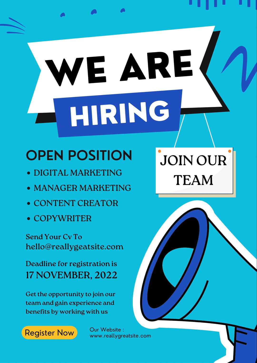 Job Vacancy Flyer Template, We Are Hiring Flyer, Job Recruitment Flyer