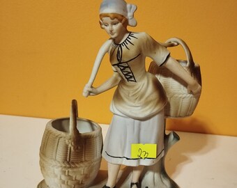 Figurine of a girl with baskets.