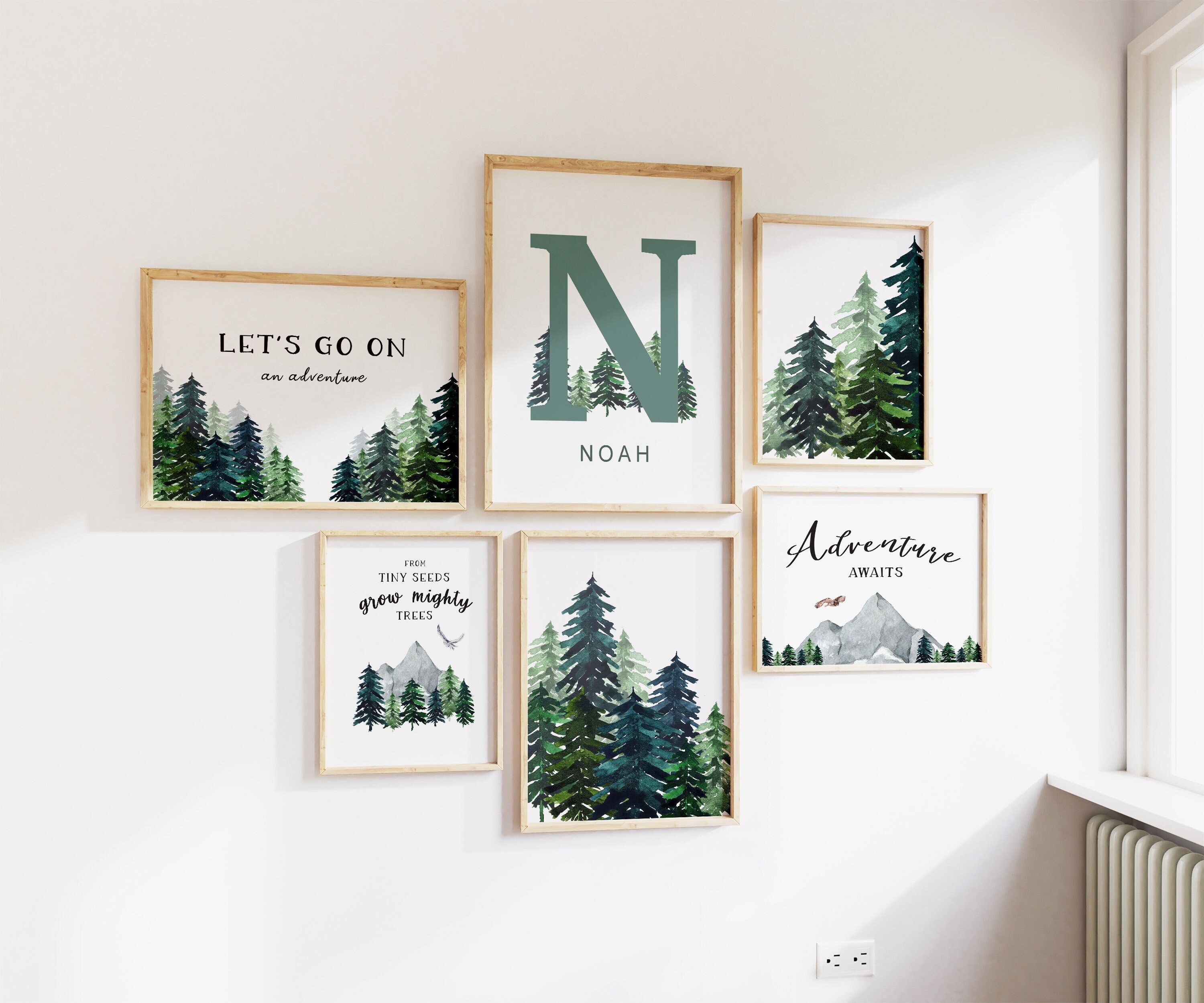 Nursery Decor Mountain Nursery Wall Art Woodland Nursery Etsy