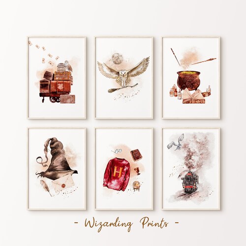 Wizard Poster, Wizarding Nursery Decor, Nursery Wall Art, Set of 6 Prints, Wizard Print, Printable Art, Home Decor, Potter Wall Art