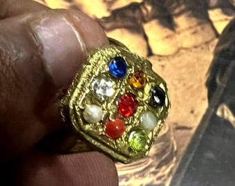 Anello magico reale fatto a mano per Trillionaire Maker 945690 Lotteria della ricchezza Successo in denaro A / Anello più potente e divino Pietra multicolore