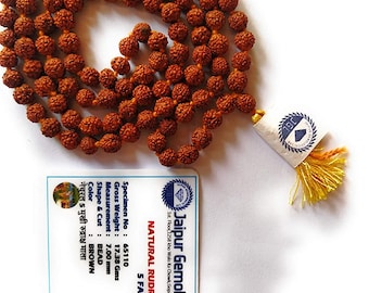 Original 5 Mukhi 108 Beads Rudraksha Mala - Lab Certified (Brown)