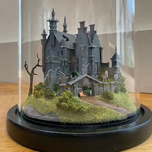 Tim Burton Edward Scissorhands Castle. Handmade Film 3D Movie Model Miniature in Glass Dome