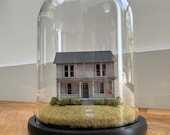 Handmade Halloween 1978 Michael Myers House Miniature Movie Diorama in Glass Dome Cloche | Horror Goth Decor