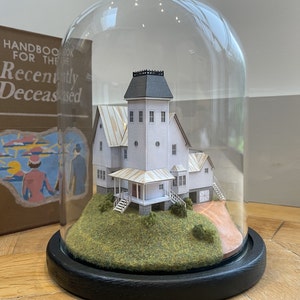 Beetlejuice Maitland House. Handmade Film 3D Art Movie Model Miniature in Glass Dome Tim Burton