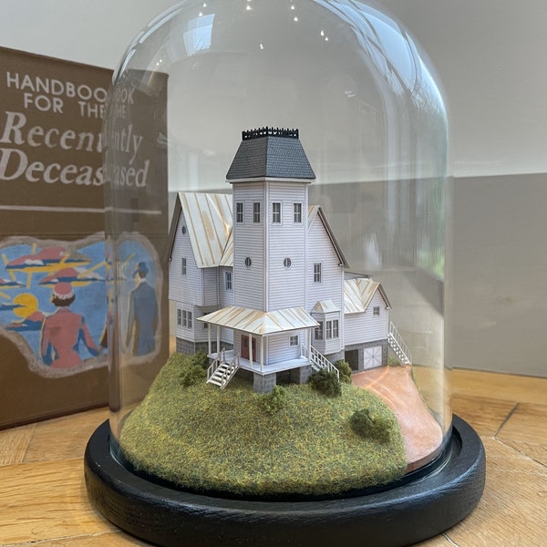 Tim Burton Beetlejuice Maitland’s House. Handmade Film 3D Movie Model Miniature in Glass Dome