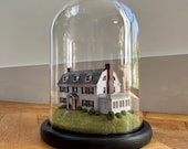 Amityville Horror House Miniature Diorama in Glass Dome | Haunted Movie Prop Replica | Gothic Home Decor | Spooky Gift for Movie Lover