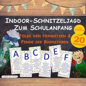 Juego de búsqueda del tesoro para el inicio del curso escolar en casa con 20 pistas para niños a partir de 5 años en formato de rima para imprimir (PDF, 7 páginas)