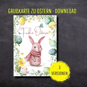 Dolce biglietto di auguri di Pasqua da scaricare e stampare | Modello di stampa (PDF) per biglietto A5 o biglietto pieghevole A5 | Scaricamento digitale